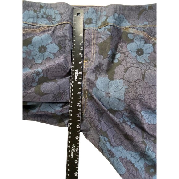 Van Heusen Womens Floral Print Stretch Pants Size 16 Short Blue Black - Picture 9 of 11
